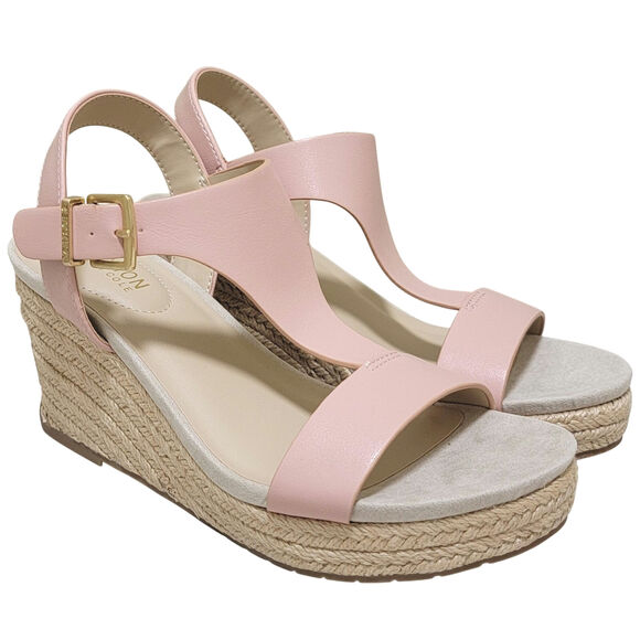 Kenneth Cole Reaction Card Wedge Slingback Espadrille Sandals Size US 7M Blush - Picture 1 of 4